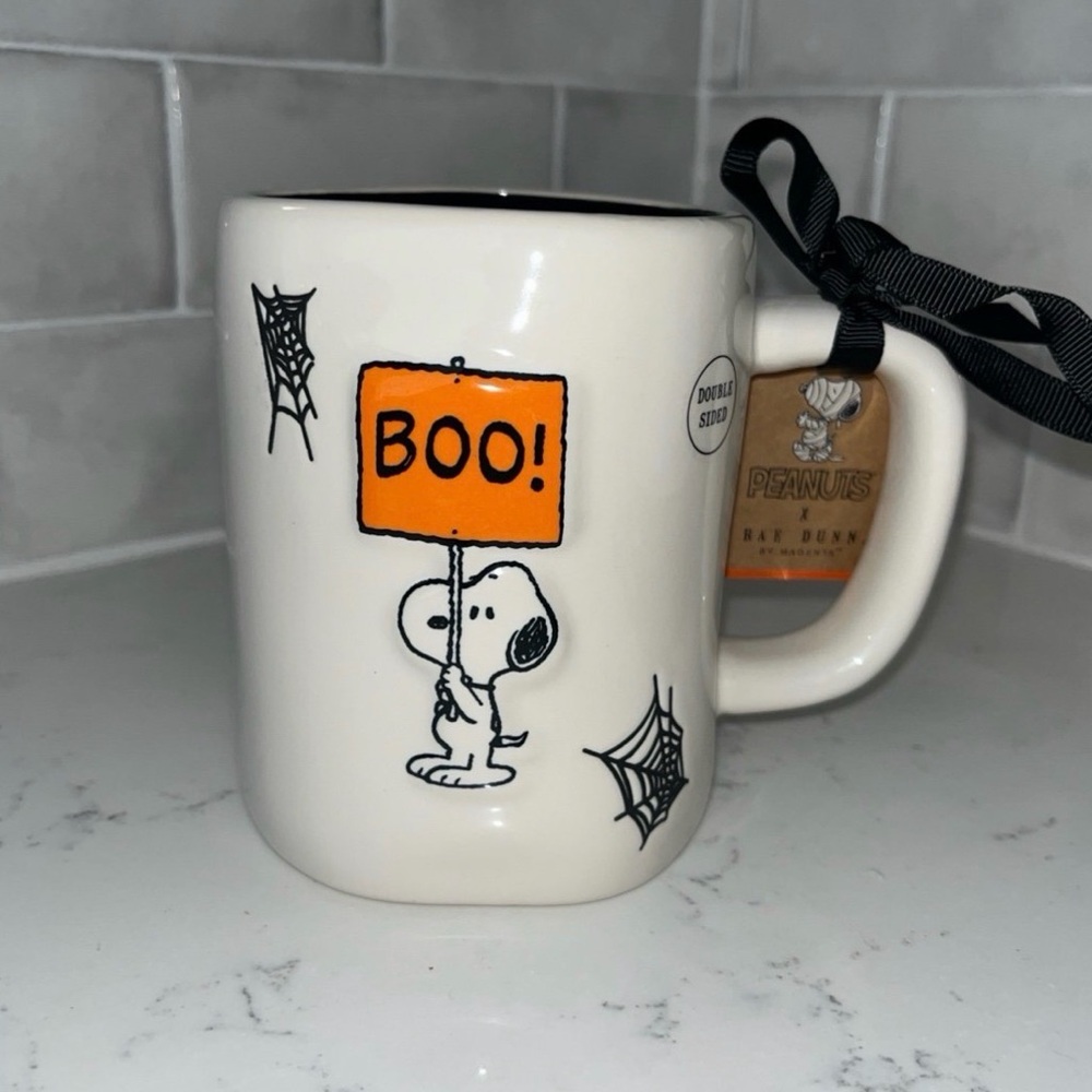 Rae Dunn x Peanuts Snoopy Boo Halloween Mug - White and Orange